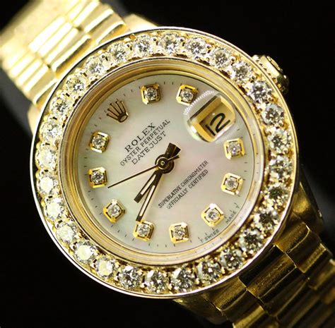 diamond encrusted rolex ladies|rolex diamond bezel price.